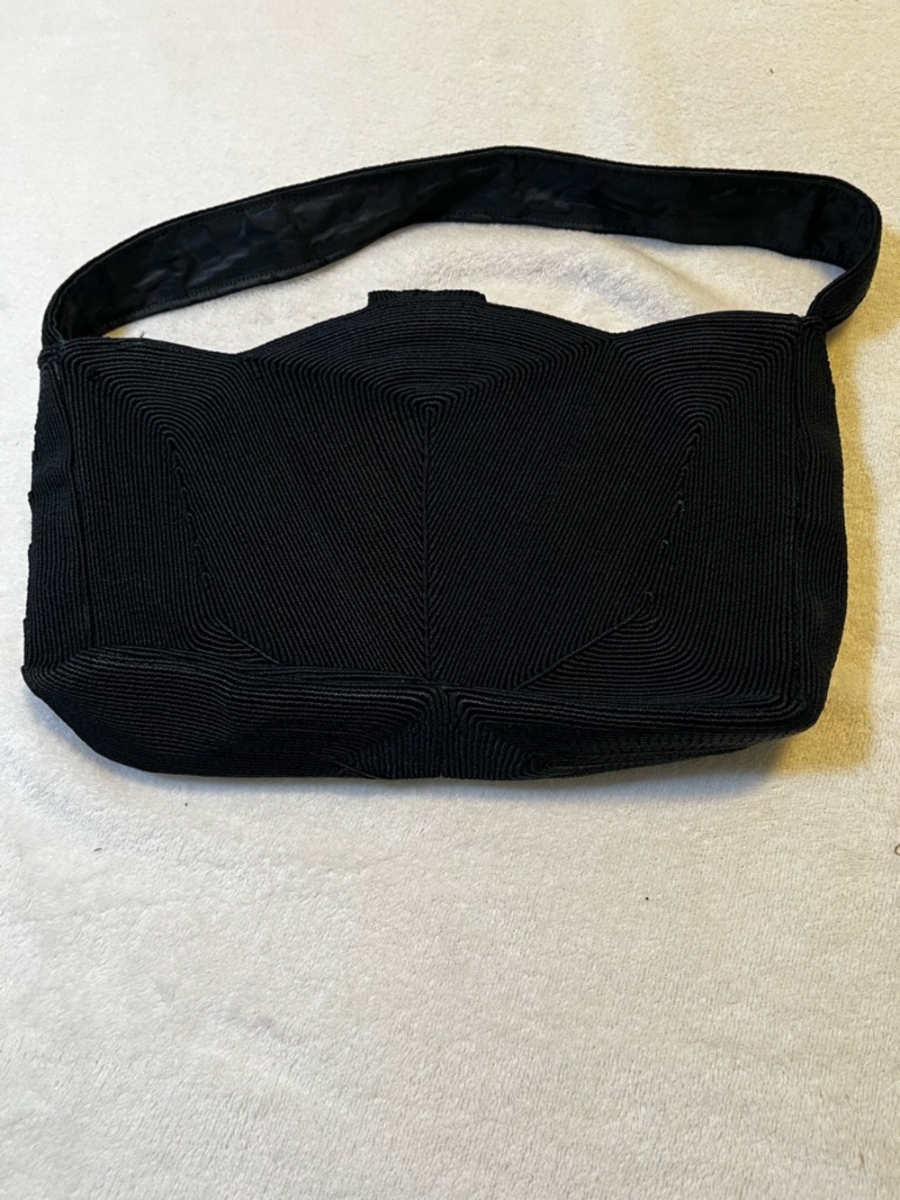 🖤 Vintage Cordé Black Handbag Structured Art Deco Shoulder Bag - Picture 3 of 6